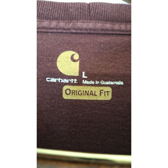 CARHARTT ORIGINAL FIT BURGUNDY WORK OUTDOORS HIKING CAMPING POCKET T SHIRT MEN L - Picture 3 of 6